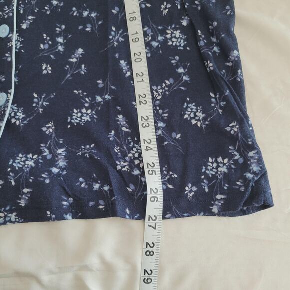 Croft & Barrow Pajama Set Womens Large Navy Blue Floral Extra Soft 2 Piece New - Picture 8 of 16